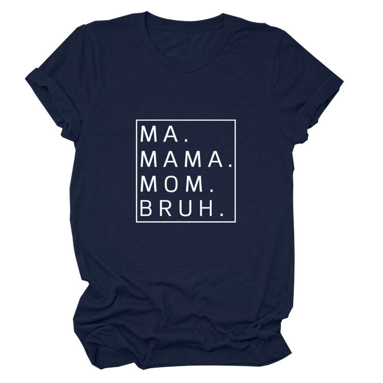 thumbnail image 4 of Camiseta holgada de manga corta con estampado de letras MA Mama Mom Bruh: estampado de letras moderno, cómoda y casual., 4 of 4